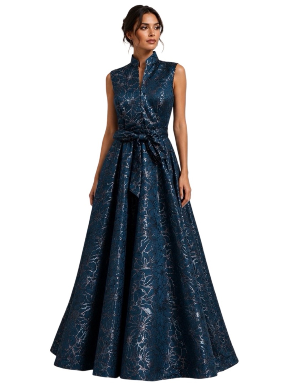 Rene Ruiz Floral Jacquard Gown. NWT